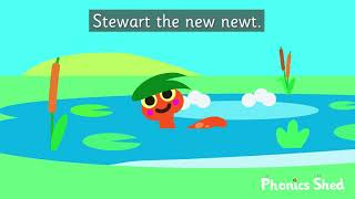 Phonics Shed  Songs  ewue Stewart the Newt [upl. by Acsehcnarf]