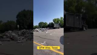 Truck hauling scrap metal rollover accident in DFW Texas [upl. by Infield]