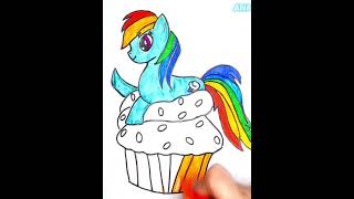 How to Draw RAINBOW DASH in a Cupcake  How to Draw MY LITTLE PONY shorts rainbowdasha [upl. by Anaidirib]