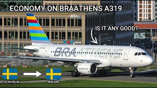 BRUTALLY HONEST  Flying Braathens Airbus A319 in ECONOMY from Stockholm to Malmö [upl. by Fayette810]