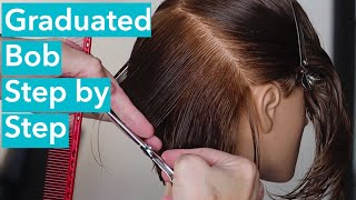 Howto cut a graduated bob  Bob with graduation  Step by Step medium length haircut  Salon 124 [upl. by Yllop]