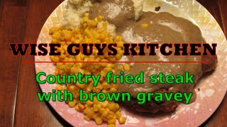 how to make country fried steak with brown country gravy [upl. by Fraya]