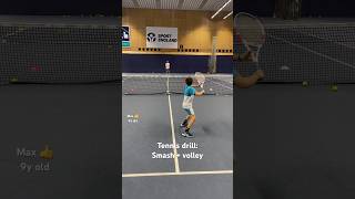 🎾 Tennis smash and volley drill  Max 9y old 🇬🇧 junior player  training practice session [upl. by Etteuqram]