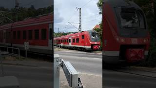 DB 440 023 als RB 63 auf der Ammertalbahn Bahnübergang Europastraße Tübingen bwegt br440 [upl. by Kcirded]