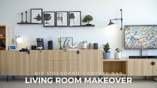 Living Room Makeover Pt1 DIY IKEA Sideboard Hack  Coffee Bar [upl. by Alisan]