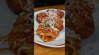 Spaghetti amp Meatballs  Simple Tasty Classic 🍝 food spaghettirecipe shorts [upl. by Malim]