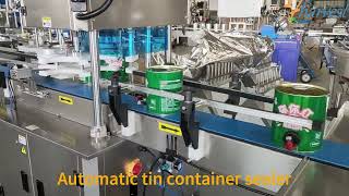 Customized 12 meter conveyor belt automatic fruit juice metal container sealing machine [upl. by Wagoner432]