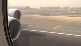 Emirates Airbus A380 take off at Dubai Airport [upl. by Alaj703]