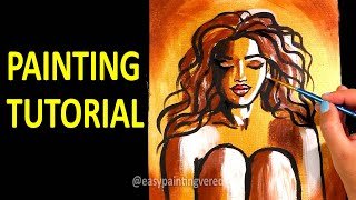 Abstract Figurative Painting  Golden Lady Painting Tutorial [upl. by Ann-Marie]