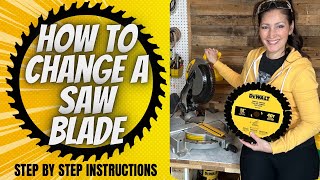 HOW TO CHANGE A MITER SAW BLADE QUICK amp EASY Step by Step Instructions DeWalt 12quot DWS715 Guide [upl. by Onitsoga]