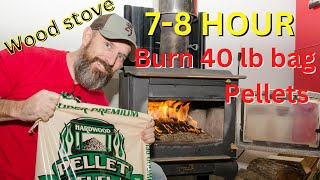 Can burn 40 lb bag of wood pellets 7 8 hours in my wood stove [upl. by Arvell]