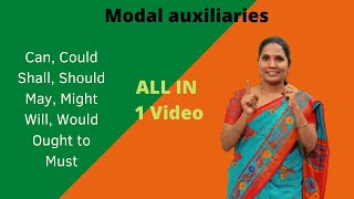 Modal auxiliaries ALL IN 1 Video Can Could Shall Should May Might Will Would Ought toMust [upl. by Maghutte]