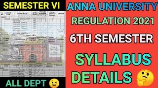 Anna University 6th Semester Syllabus Details ✅  Engineering 6th Sem Syllabus 💯 Regulation 2021AU [upl. by Nydia]