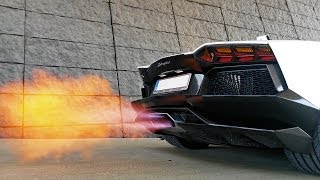 Flamethrower Aventador  Epic V12 revs [upl. by Evelinn]