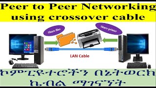 How to connect two computers in LAN share files share printer in Amharicበአማርኛ [upl. by Broek]