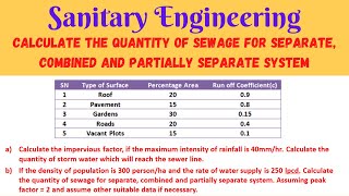 Calculate the quantity of sewage for separate combined and partially separate system  SBK Concept [upl. by Nod494]