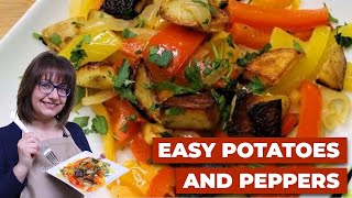 EASY Recipe with Potatoes Peppers and Onions  Simple Side Dish [upl. by Neila382]