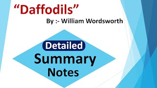 Daffodils Summary Notes  Daffodils by William Wordsworth Summary Notes  Daffodils Summary  2022 [upl. by Harman]