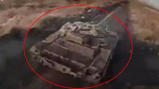 T55 Tank Explode After FPV Drone Strike Turret Toss [upl. by Eidnarb]