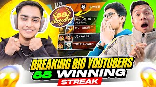 India’s Top 1 Streak Break Prank On Big Youtuber Gone Wrong 😱  Garena Free Fire [upl. by Charlene]