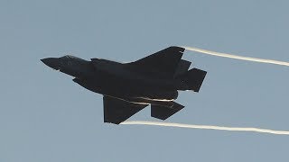 Israeli f35 Adir fighter in low pass demonstration 4Kᵁᴴᴰ at Hazerim Air Base [upl. by Sosthena407]