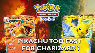 Can Charizard EX Survive Against Pikachu EX Pokemon TCG Pocket [upl. by Kcirdneh]