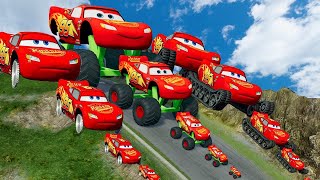 TRANSPORTING PIXAR CARS amp FRUITS WITH COLORED amp JOHN DEERE vs CLAAS vs TRACTORS  BeamNGdrive 962 [upl. by Lona]