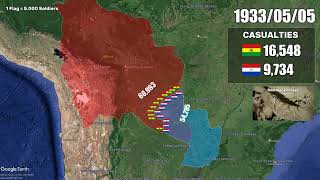 BoliviaParaguay War 1932 Every Day With Army Sizes amp Units Chaco War mapping history [upl. by Adnileb932]