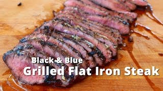 Grilled Flat Iron Steak  Black amp Blue Flat Iron Steak on Kong Grill [upl. by Anhoj]