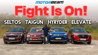 Elevate vs Seltos vs Taigun vs Hyryder  Compact SUV Mega Battle  MotorBeam [upl. by Notsnhoj]