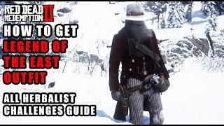 Red Dead Redemption 2  How to Get Legend of the East Outfit  59 All Herbalist Challenges Guide [upl. by Jos]