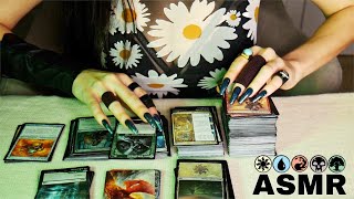 MTG unboxing ASMR card foil whisper nail sounds [upl. by Annaoj578]