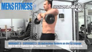 WORKOUT 3 SUPERSATZ 2 2B Aufrechtes Rudern an der SZStange [upl. by Neelcaj433]