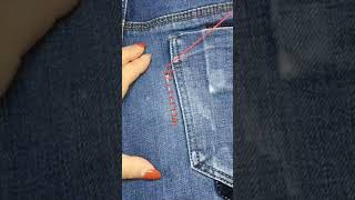 Cloth repair ideasJeans hacks repair jeans shorts shortvideo [upl. by Akcirehs35]