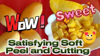 🛑 Satisfying Soft Peel and Cutting Mouthwatering Sweet Mango 🥭 Lets go 🤸💥🥭 ASMR [upl. by Yrroc686]