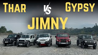 THAR vs JIMNY vs JYPSY offroading with flat out  Levelnext [upl. by Jona]