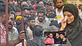 Salman Khan without Fear Walking in Crowd and Sana Khan Crying outside Baba Siddique House [upl. by Ricca]