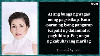 Regine Velasquez  Lipad Ng Pangarap Lyrics Framed Pira Pirasong Paraiso OST [upl. by Brand]