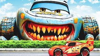 Escape From Lightning McQueen Cyborg Monstr Eater ｜ Monsters Cars Ride Chase ｜ BeamNGDrive [upl. by Zampardi2]