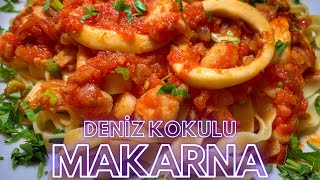 Deniz mahsullü Kalamar lı Karides li enfes Makarna 🍝 [upl. by Annelise897]