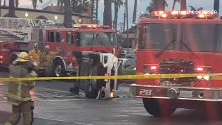 Single vehicle rollover traffic collision inside The Quad shopping center  Whittier Ca 121923 [upl. by Carleen276]