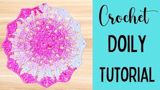 How to Crochet a Simple Doily  DIY Crochet Doilies [upl. by Yddeg682]