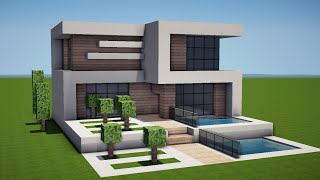 MODERNES HAUS mit POOL in MINECRAFT bauen TUTORIAL HAUS 202 [upl. by Corley]