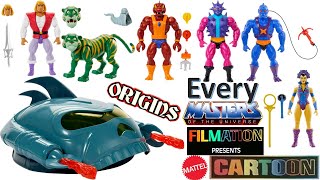 Every Mattel MOTU Origins Filmation Cartoon Action Figure Comparison List Masters of the Universe [upl. by Nicks]