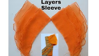 Beautiful model layered sleeve design  3 layered sleeve design making very easy [upl. by Pearla]