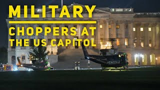 Military and police helicopters land at the US Capitol this evening [upl. by Huldah]