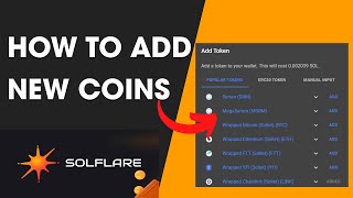 Solflare Wallet Tutorial How To Add New Coins in Solflare [upl. by Enyedy]