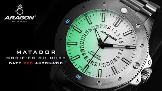 ARAGON® Matador with Modified NH35 Date Red Automatic [upl. by Nomed]