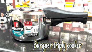 Burgner Trimax Steel 3Liter Cooker Review  Burgner Triply stainless steel Pressure cooker [upl. by Maddox]