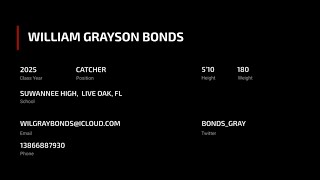 William Grayson Bonds 2025 Catcher [upl. by Stulin990]